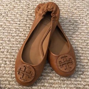 Tory Burch Reva tan leather flats